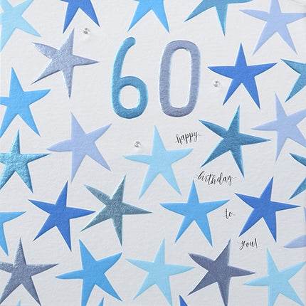 Blue 60th Birthday Card - House of Cards