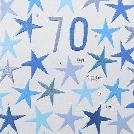 Blue 70th Birthday Card - House of Cards