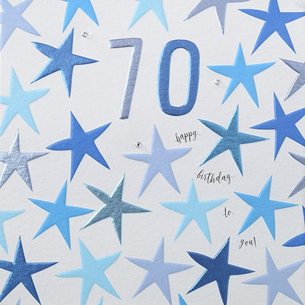 Blue 70th Birthday Card