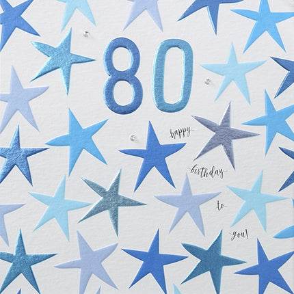 Blue 80th Birthday Card - House of Cards
