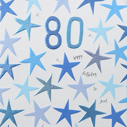 Blue 80th Birthday Card