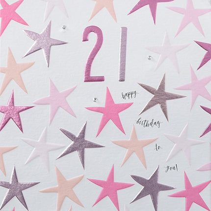Pink 21st Birthday Card