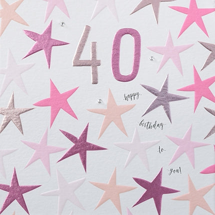 Pink 40th Birthday Card