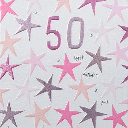 Pink 50th Birthday Card