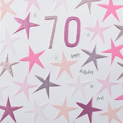 Pink 70th Birthday Card