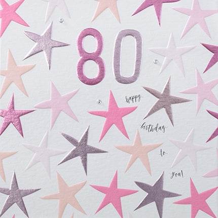 Pink 80th Birthday Card - House of Cards