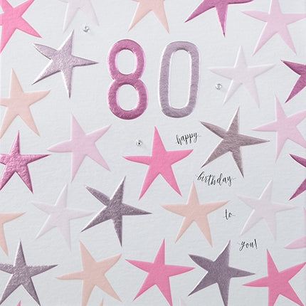 Pink 80th Birthday Card