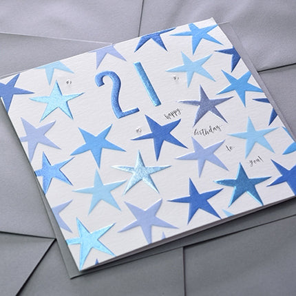 Blue 21st Birthday Card