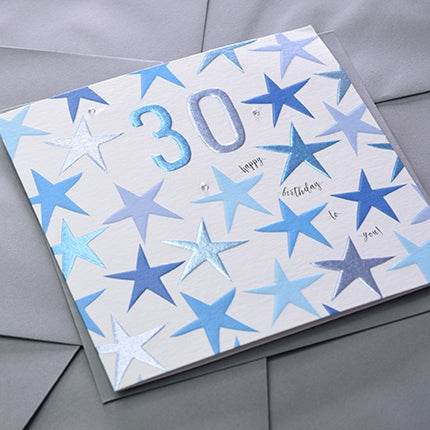 Blue 30th Birthday Card - House of Cards