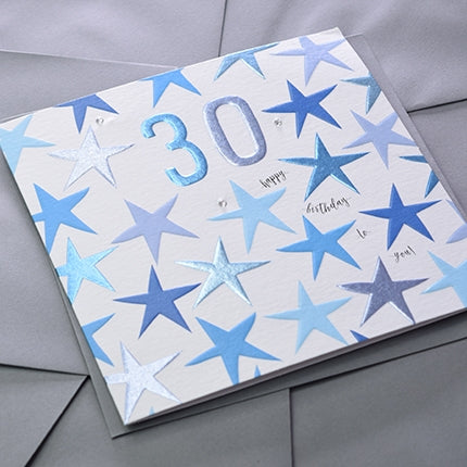 Blue 30th Birthday Card