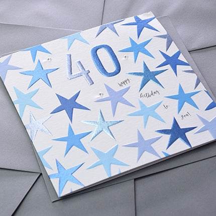 Blue 40th Birthday Card - House of Cards