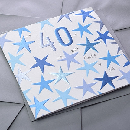 Blue 40th Birthday Card