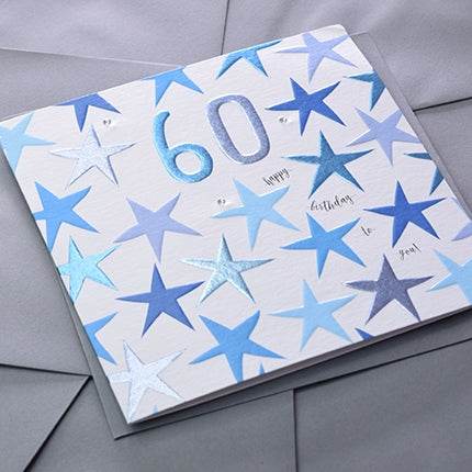 Blue 60th Birthday Card - House of Cards