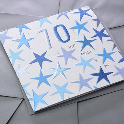Blue 70th Birthday Card