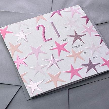 Pink 21st Birthday Card - House of Cards