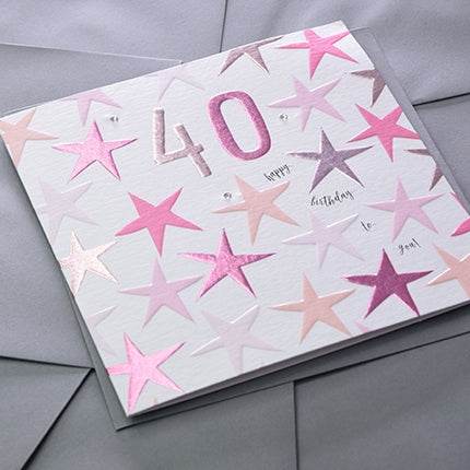 Pink 40th Birthday Card - House of Cards