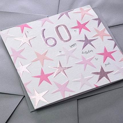Pink 60th Birthday Card - House of Cards