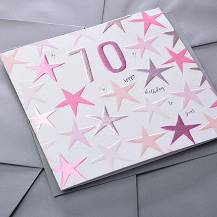Pink 70th Birthday Card