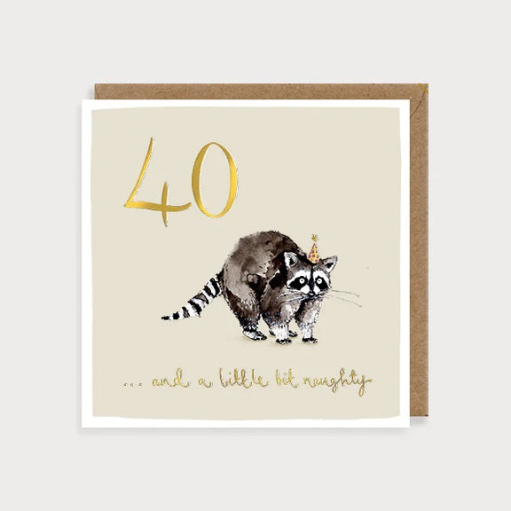 Raccoon 40th Birthday Card