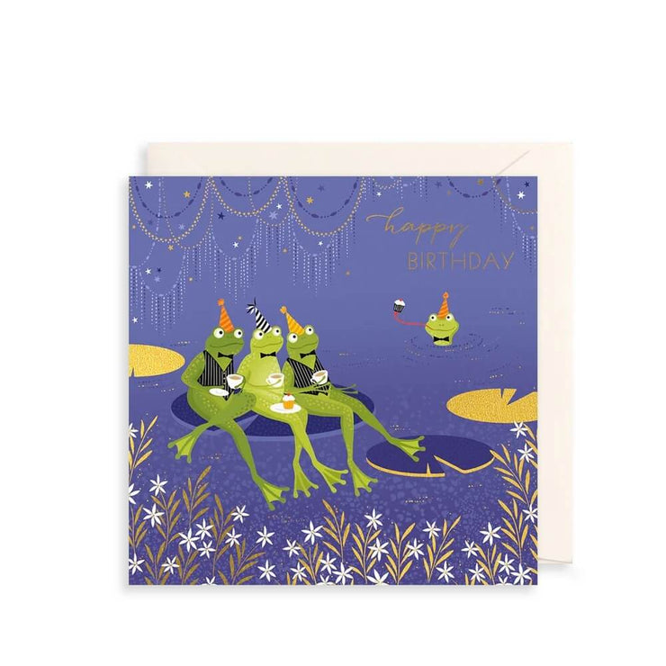 Frogs on Lilly Pad Birthday Card