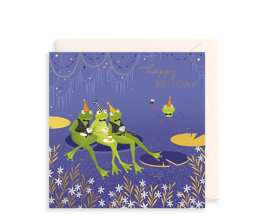 Frogs on Lilly Pad Birthday Card