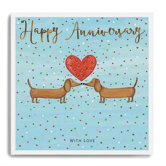 Dachshund Dogs Happy Anniversary Greeting Card - House of Cards