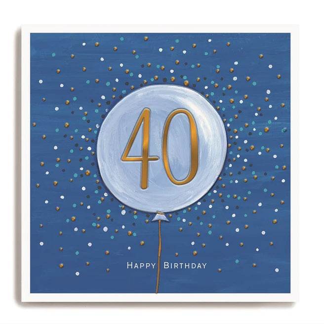 Large Blue Balloon 40th Birthday Card - House of Cards