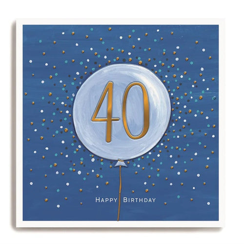 Large Blue Balloon 40th Birthday Card