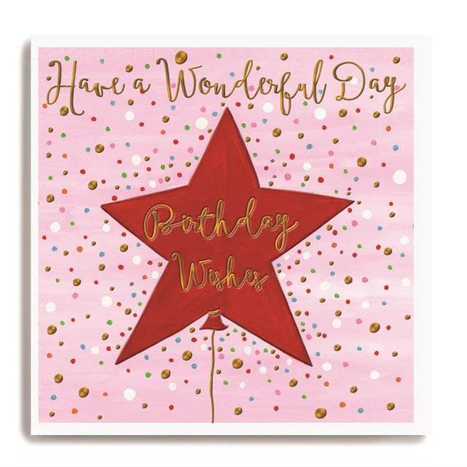 Red Star Wonderful Day Birthday Card - House of Cards