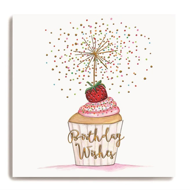 Strawberry Cupcake Wishes Birthday Card