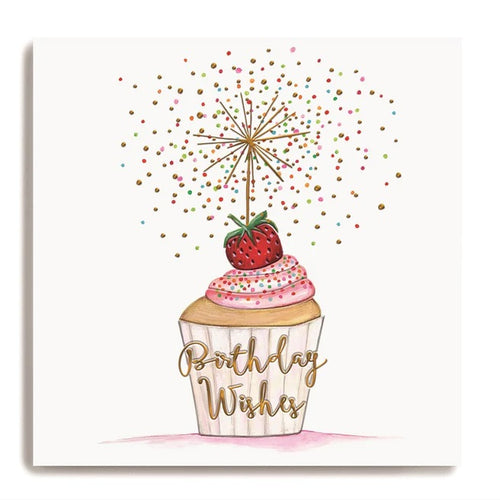 Strawberry Cupcake Wishes Birthday Card