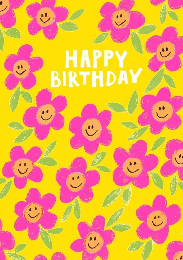 Pink Flowers Birthday Card - House of Cards
