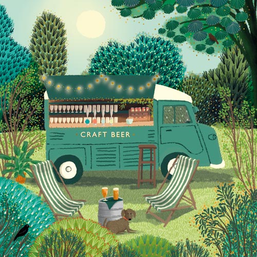 Craft Beer Cart Greeting Card