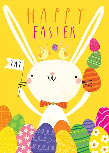 Bunny with Eggs Happy Easter Card - House of Cards