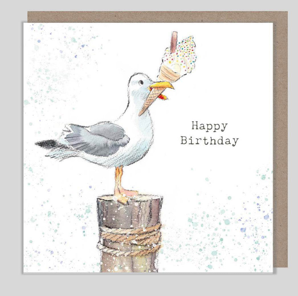 Ice Cream Seagull Birthday Card - House of Cards