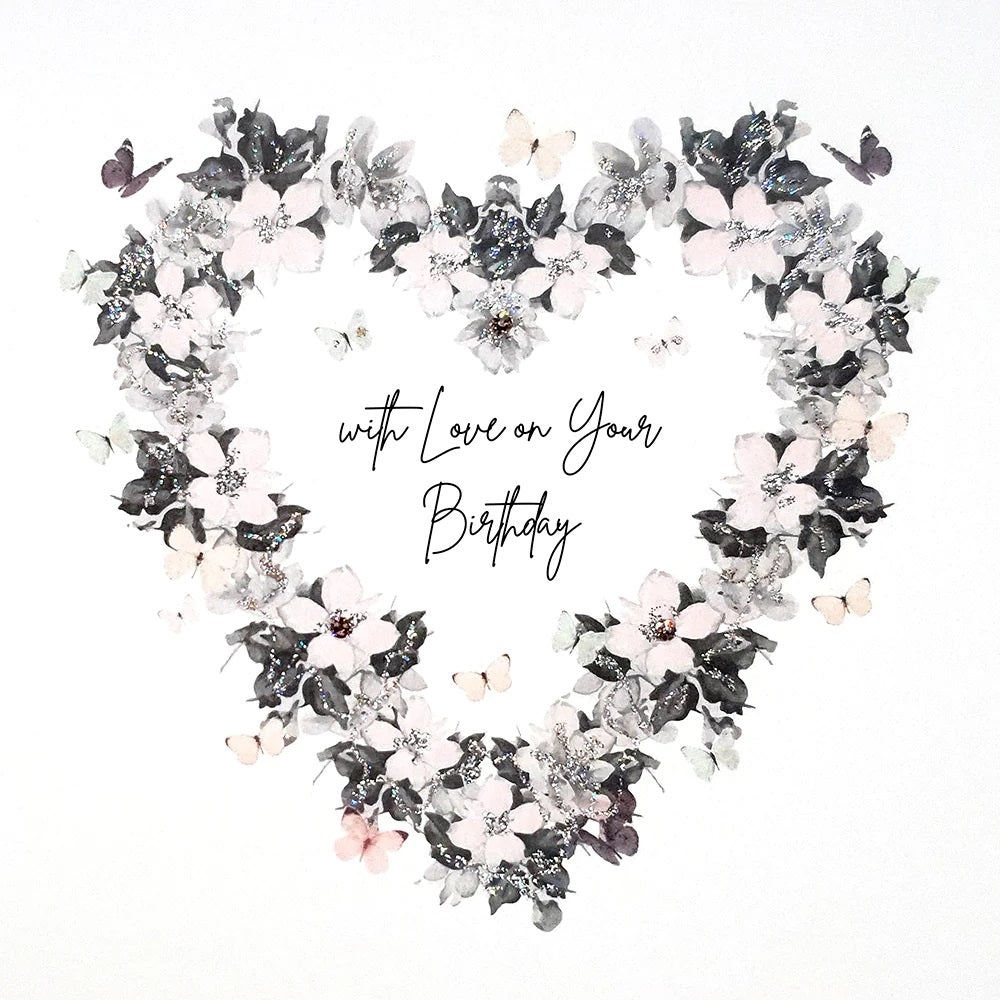 Floral Heart Birthday Card