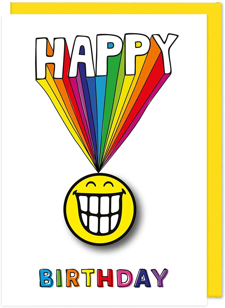 Smiley Face Rainbow Birthday Card