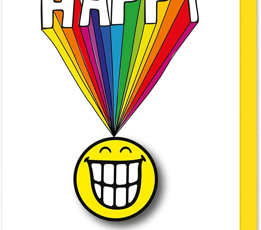 Smiley Face Rainbow Birthday Card