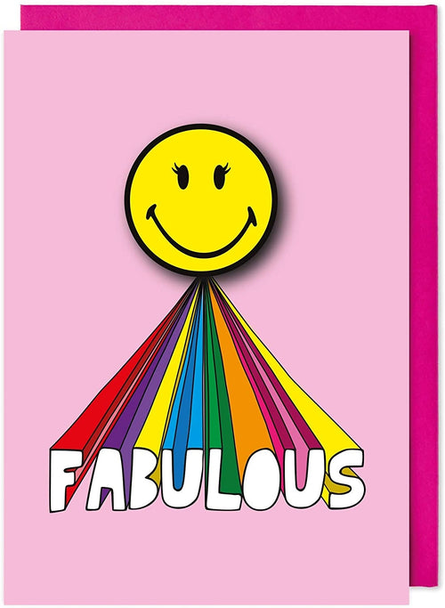 Smiley Face Fabulous Rainbow Birthday Card