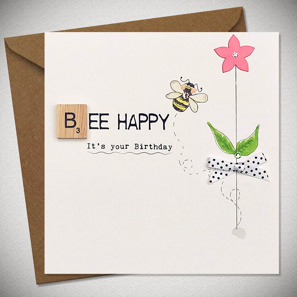 Neon Bee Happy Birthday Card - House of Cards