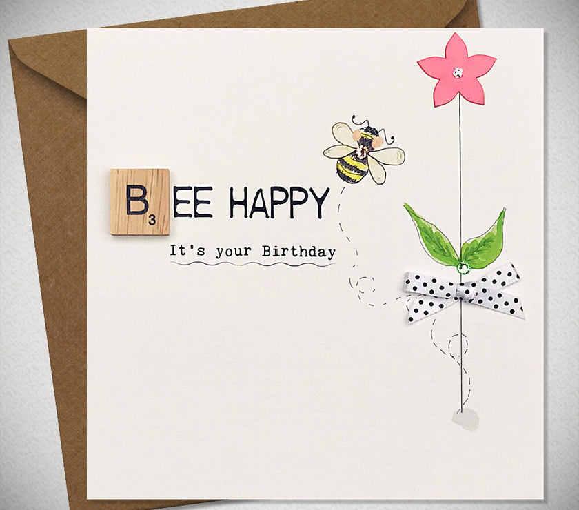 Neon Bee Happy Birthday Card