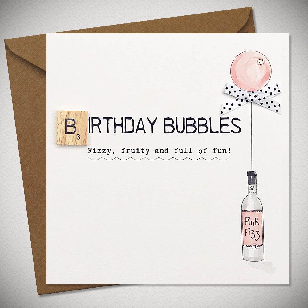 Neon Prosecco Bubbles Birthday Card - House of Cards
