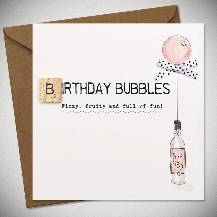 Neon Prosecco Bubbles Birthday Card