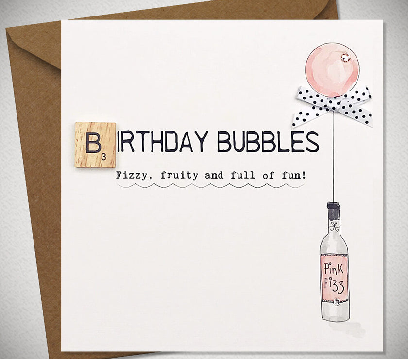 Neon Prosecco Bubbles Birthday Card