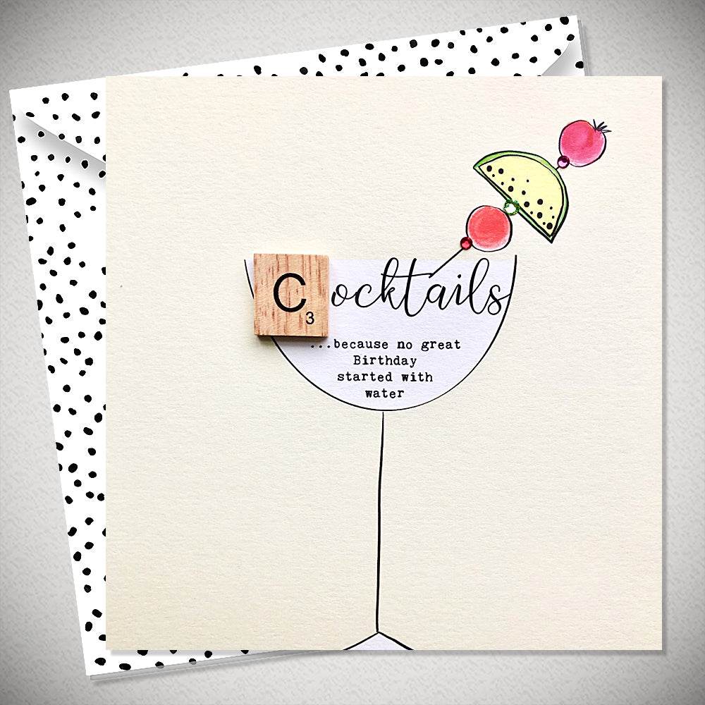 Neon Cocktails Birthday Card - House of Cards