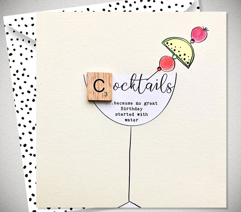 Neon Cocktails Birthday Card