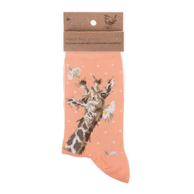Flowers Giraffe Bamboo Socks