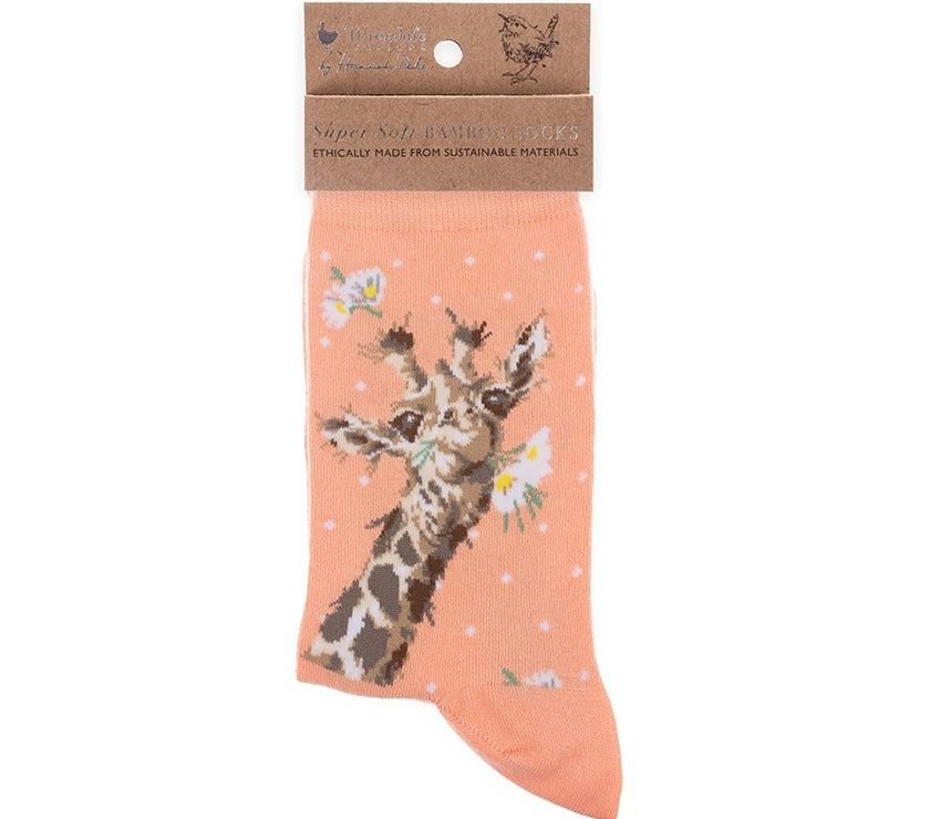 Flowers Giraffe Bamboo Socks