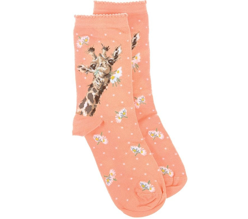 Flowers Giraffe Bamboo Socks