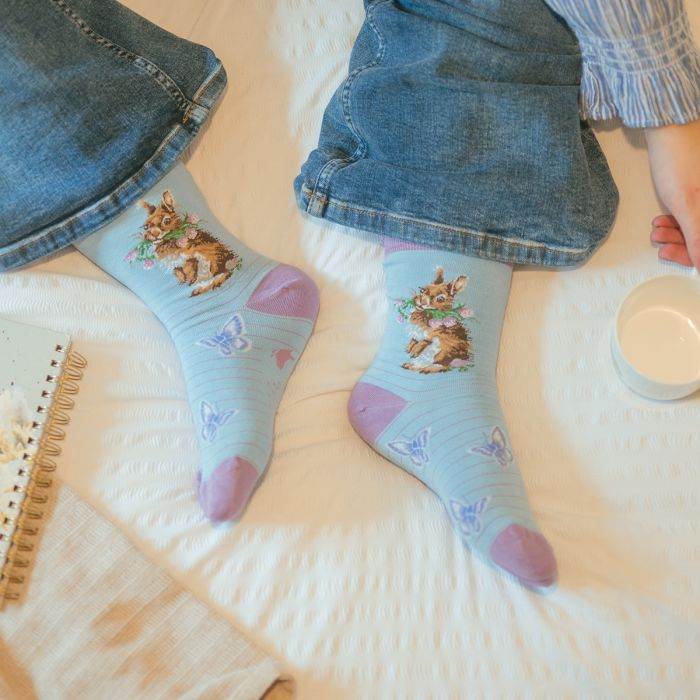 Rabbit Blue Ladies Bamboo Socks - House of Cards
